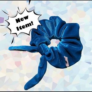 Aqua Velvet Bunny Ear Scrunchies